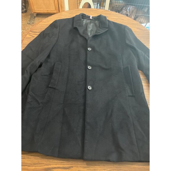 Saddlebred Biltmore black button front collared wool blend coat size 48R - Picture 3 of 5